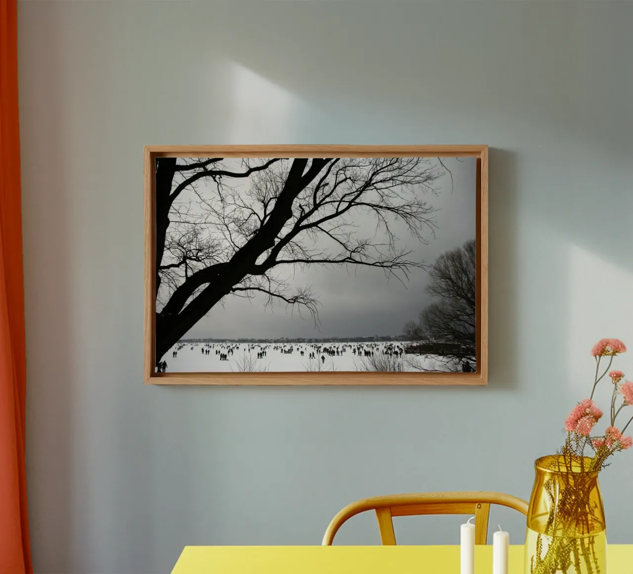 Pattinare sul ghiaccio sull'Alster | Amburgo tela con Cornice a cassetta da eyes & tries