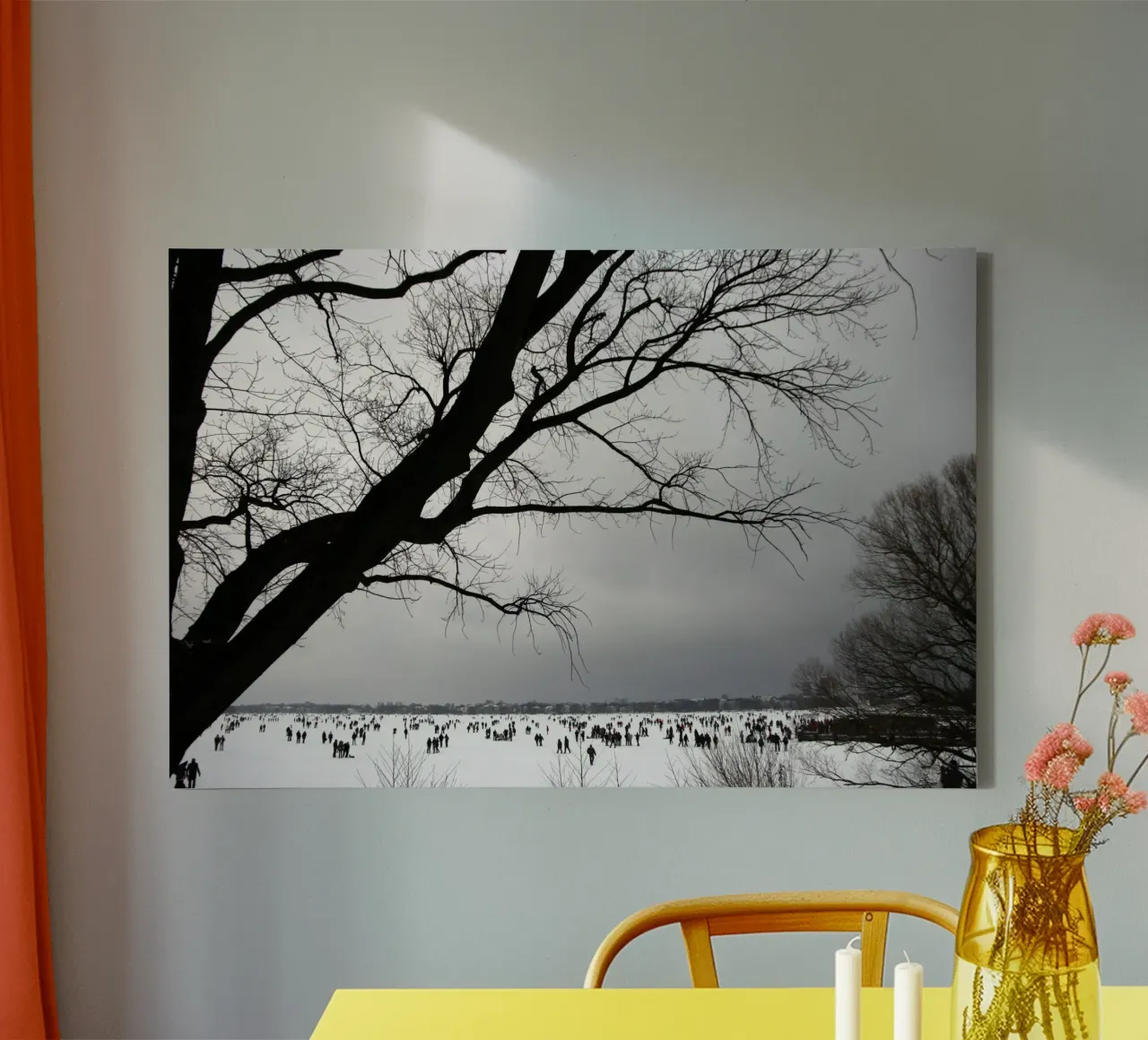 Pattinare sul ghiaccio sull'Alster | Amburgo tela con Cornice a cassetta da eyes & tries