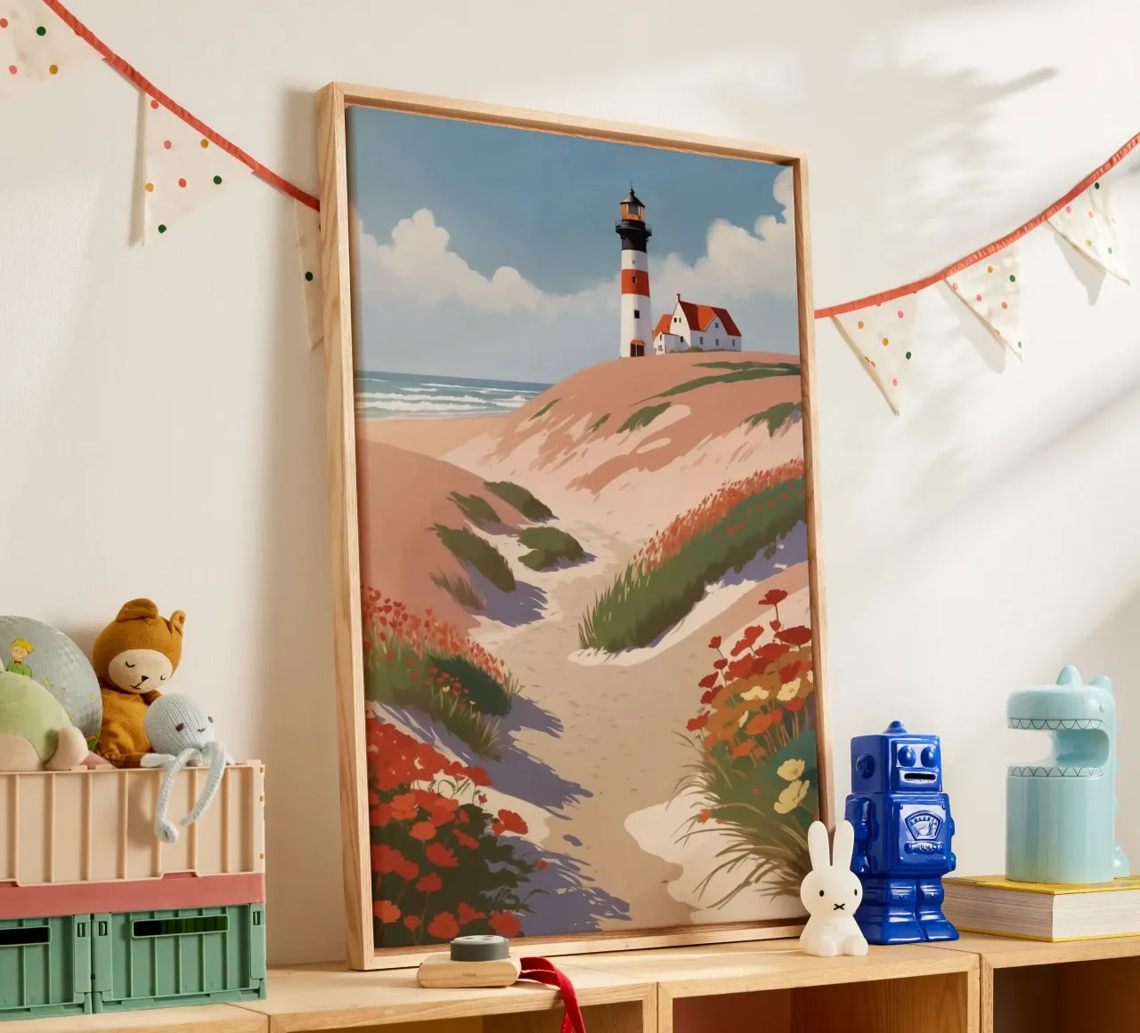 The Texel lighthouse in summer | Werk 5 canvas with Floater frame by AlbertKlee