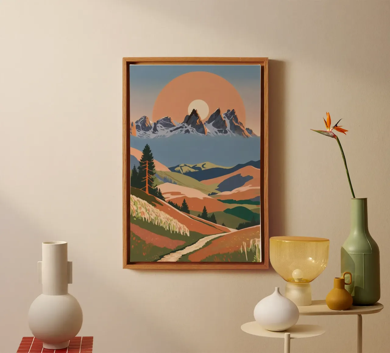 The Three Peaks in autumn | Work 2 canvas with Floater frame by AlbertKlee