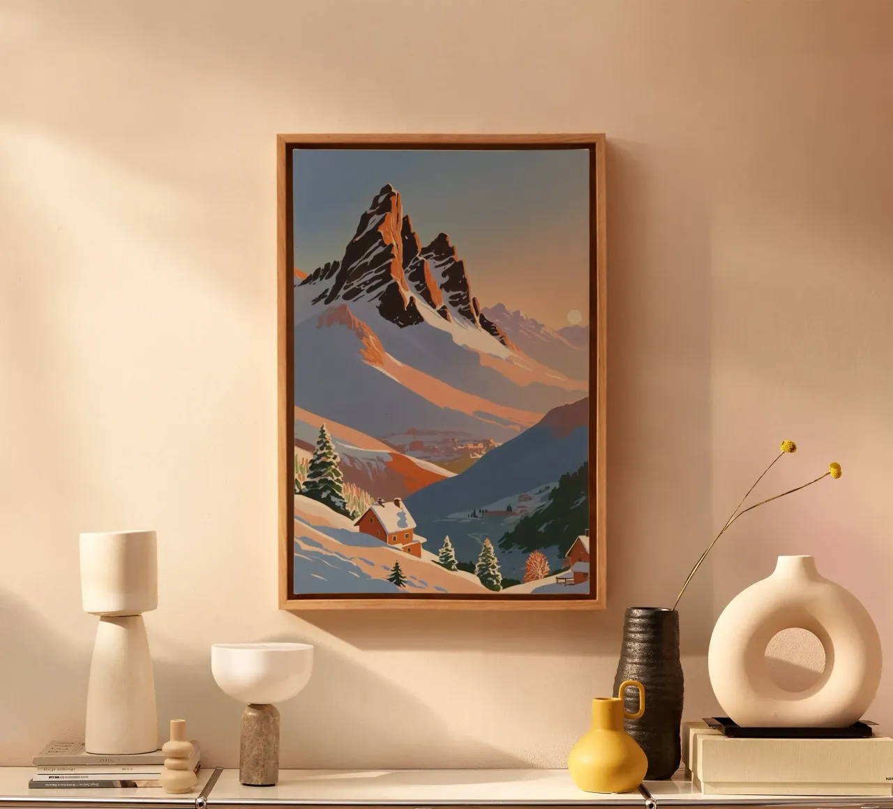 Three Peaks in de winter | Werk 1 canvas met Baklijst van AlbertKlee