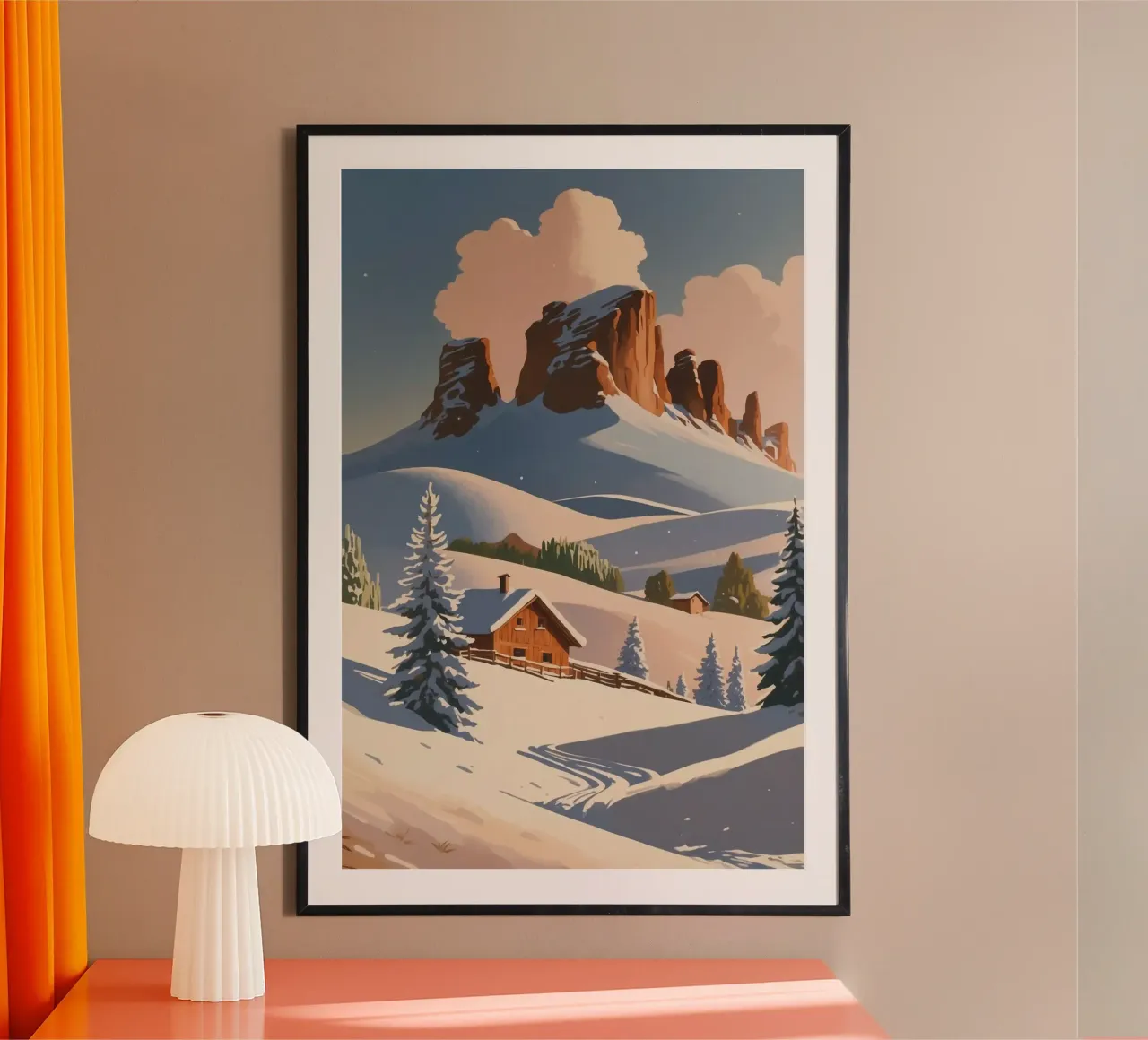 L'Alpe de Siusi en hibernation | Usine 2 poster avec cadre en aluminium de AlbertKlee
