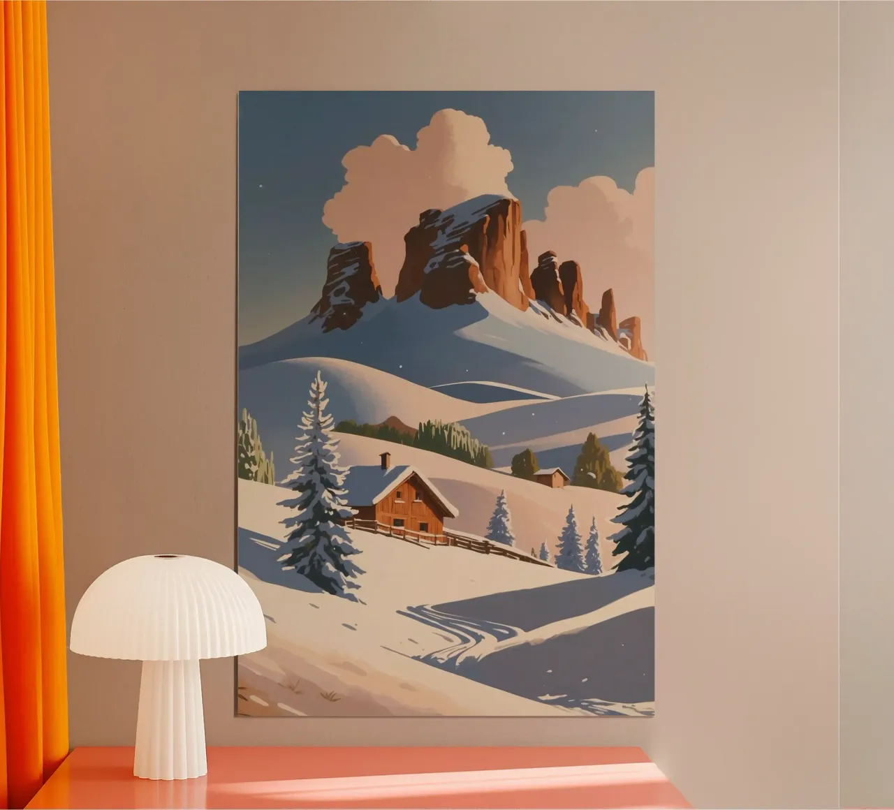 L'Alpe de Siusi en hibernation | Usine 2 poster avec cadre en aluminium de AlbertKlee