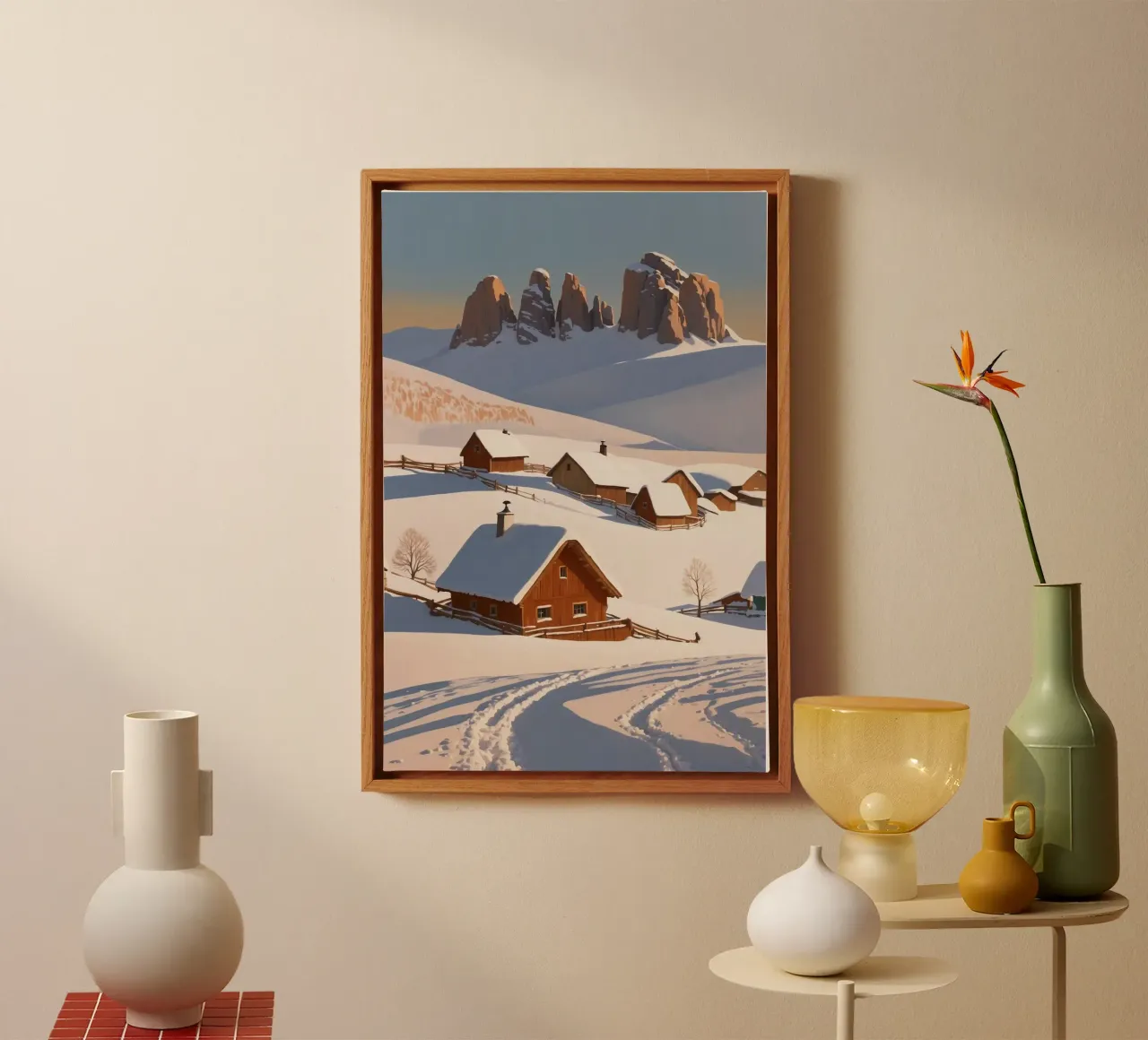 Idillio invernale sull'Alpe di Siusi | Werk 3 tela con Cornice a cassetta da AlbertKlee