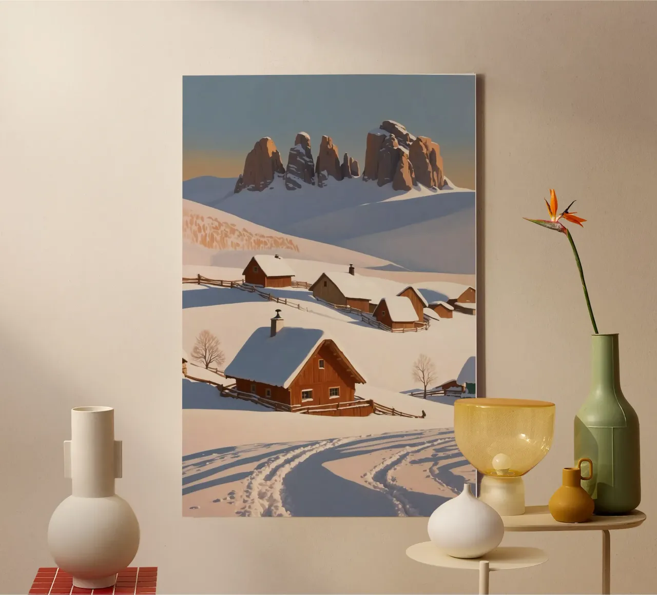 Idillio invernale sull'Alpe di Siusi | Werk 3 tela con Cornice a cassetta da AlbertKlee