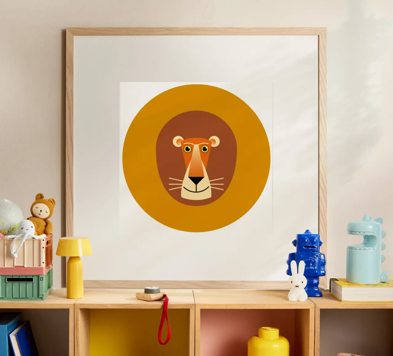 Leone poster con telaio in legno da Looks n Brains