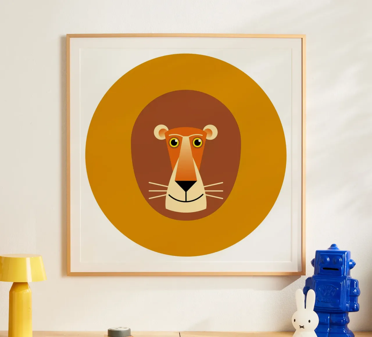 Leone poster con telaio in legno da Looks n Brains