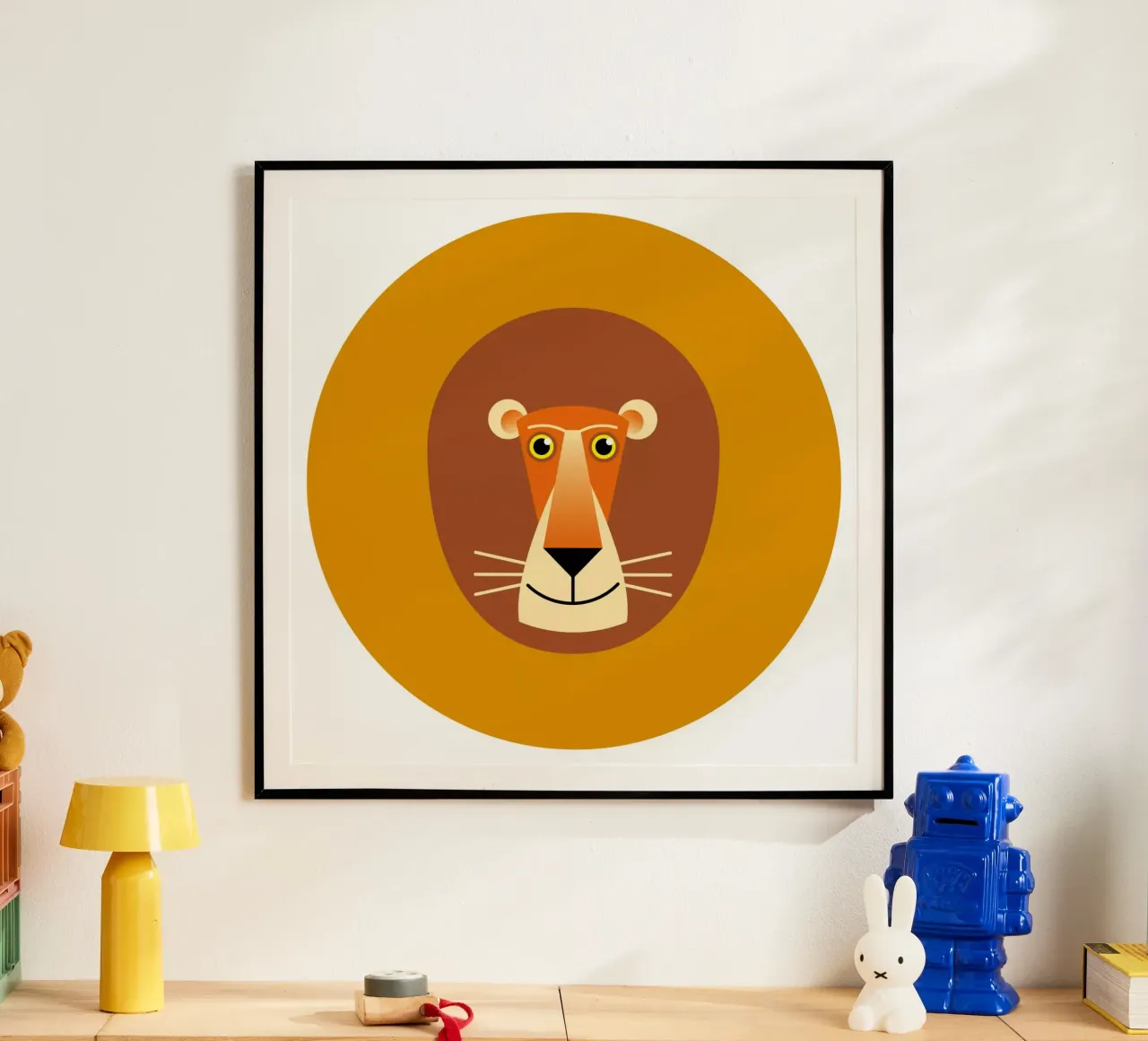Leone poster con telaio in legno da Looks n Brains