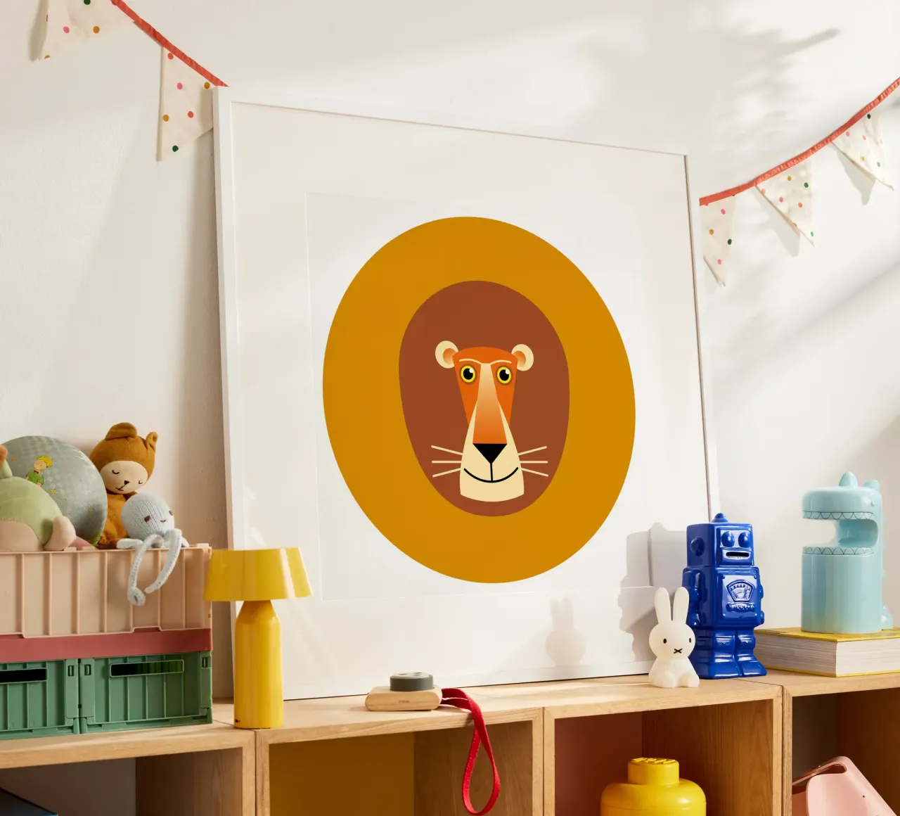 Leone poster con telaio in legno da Looks n Brains