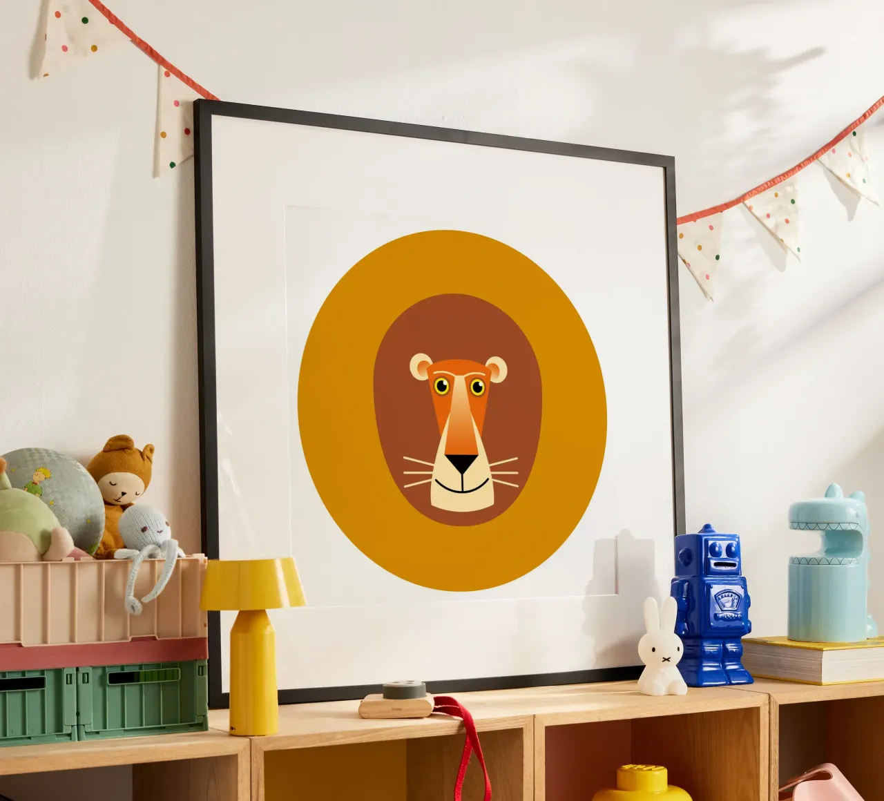 Leone poster con telaio in legno da Looks n Brains