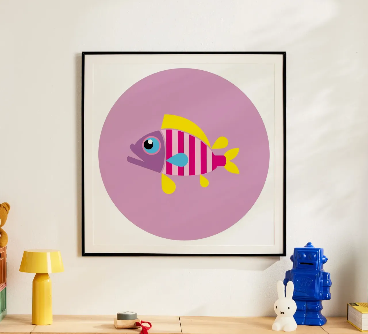 Pesce corallo poster con telaio in legno da Looks n Brains