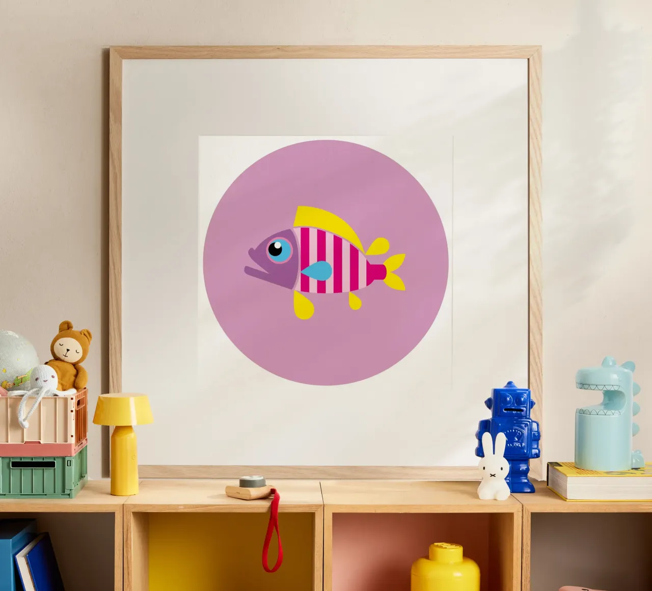 Pesce corallo poster con telaio in legno da Looks n Brains