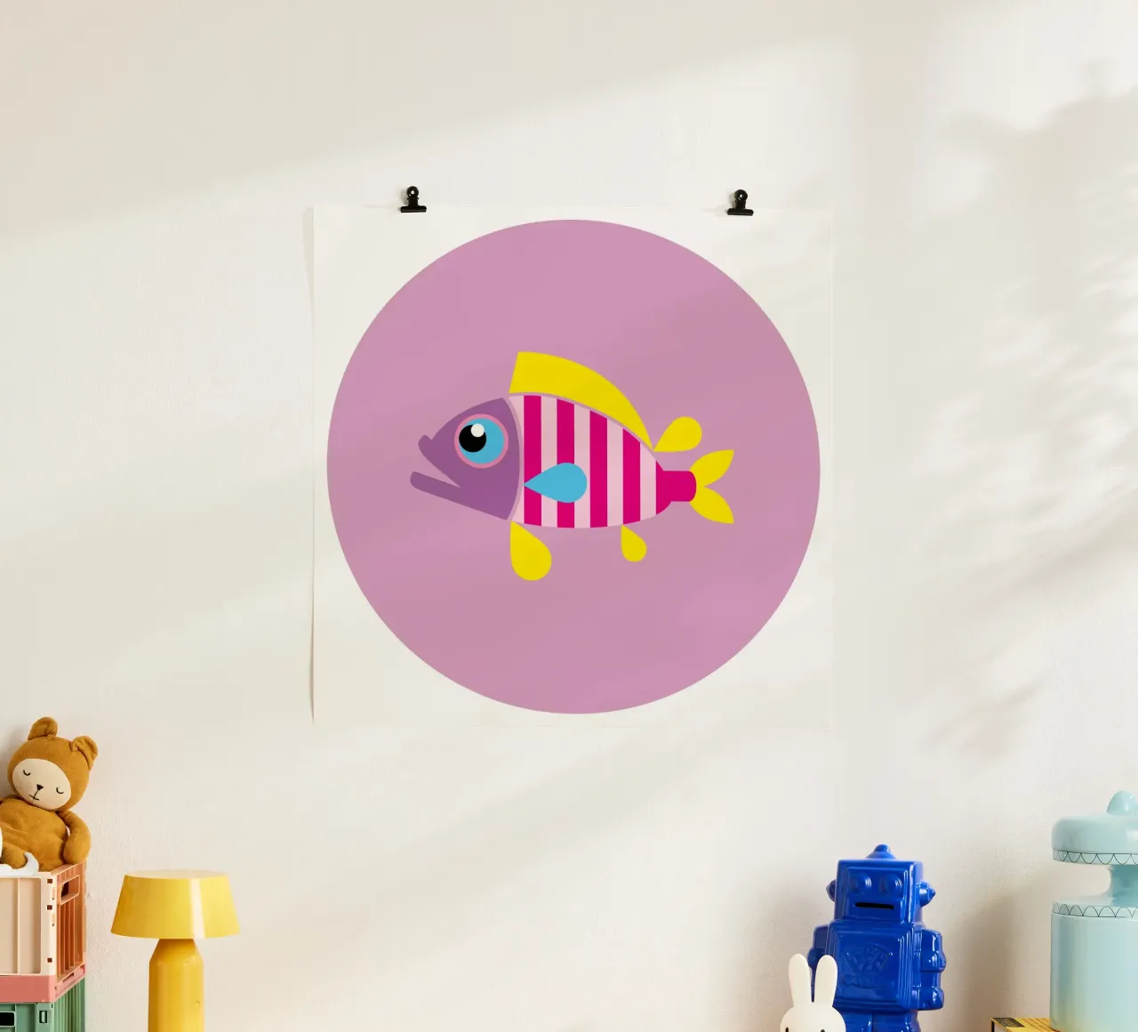 Pesce corallo poster con telaio in legno da Looks n Brains
