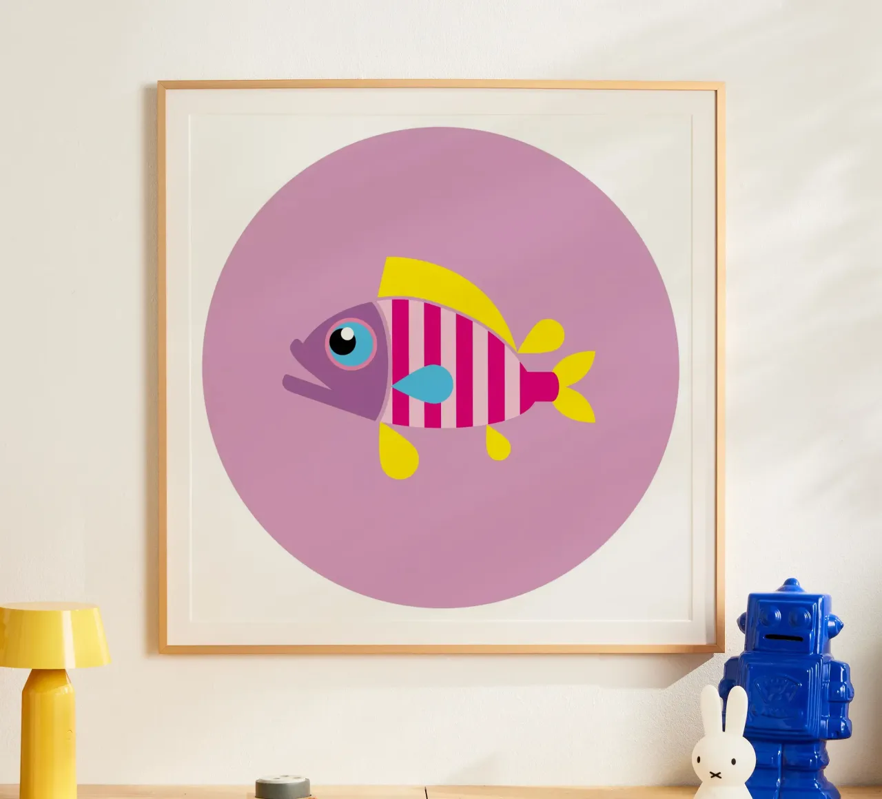 Pesce corallo poster con telaio in legno da Looks n Brains