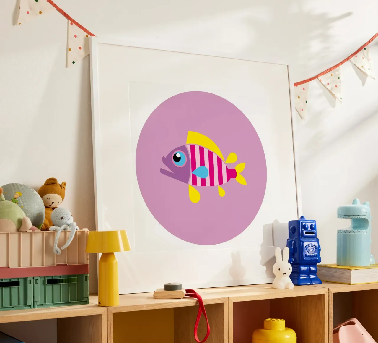 Pesce corallo poster con telaio in legno da Looks n Brains