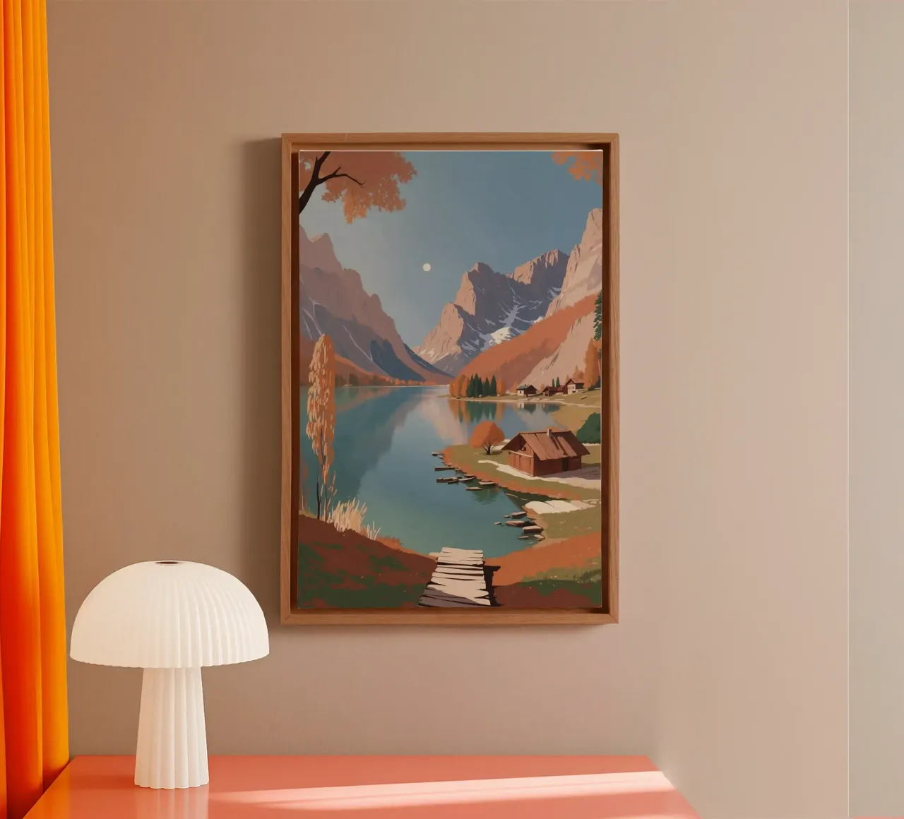 Herbstliche Ruhe am Pragser Wildsee | Werk 2 Leinwand mit Schattenfugenrahmen von AlbertKlee
