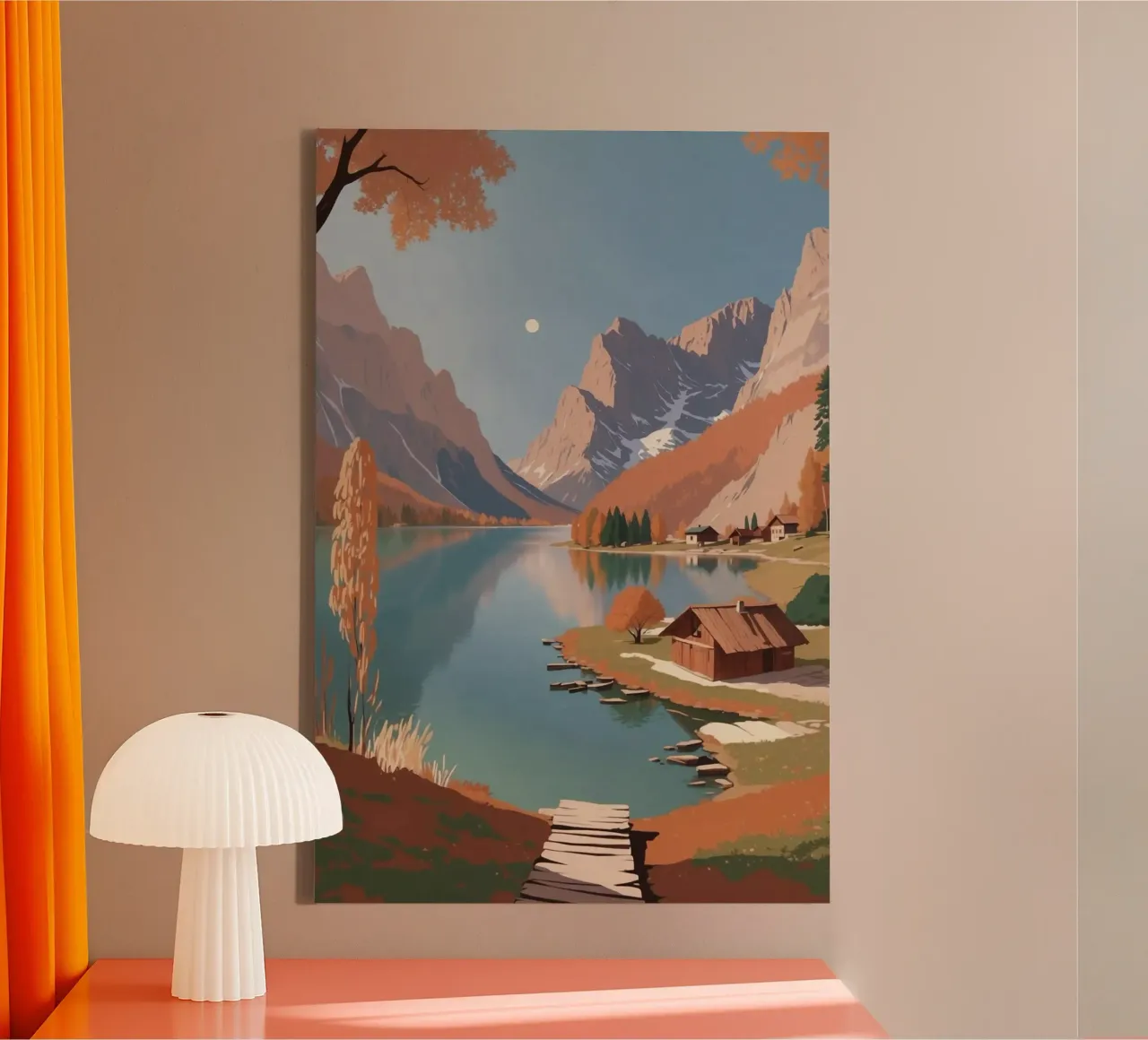 Herbstliche Ruhe am Pragser Wildsee | Werk 2 Leinwand mit Schattenfugenrahmen von AlbertKlee
