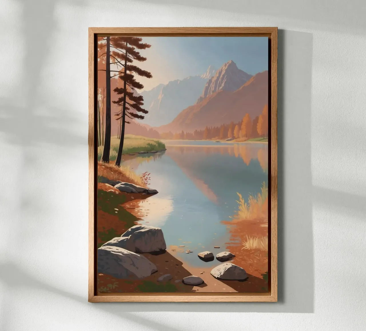 Idilliache rive del lago Pragser Wildsee | Werk 4 tela con Cornice a cassetta da AlbertKlee