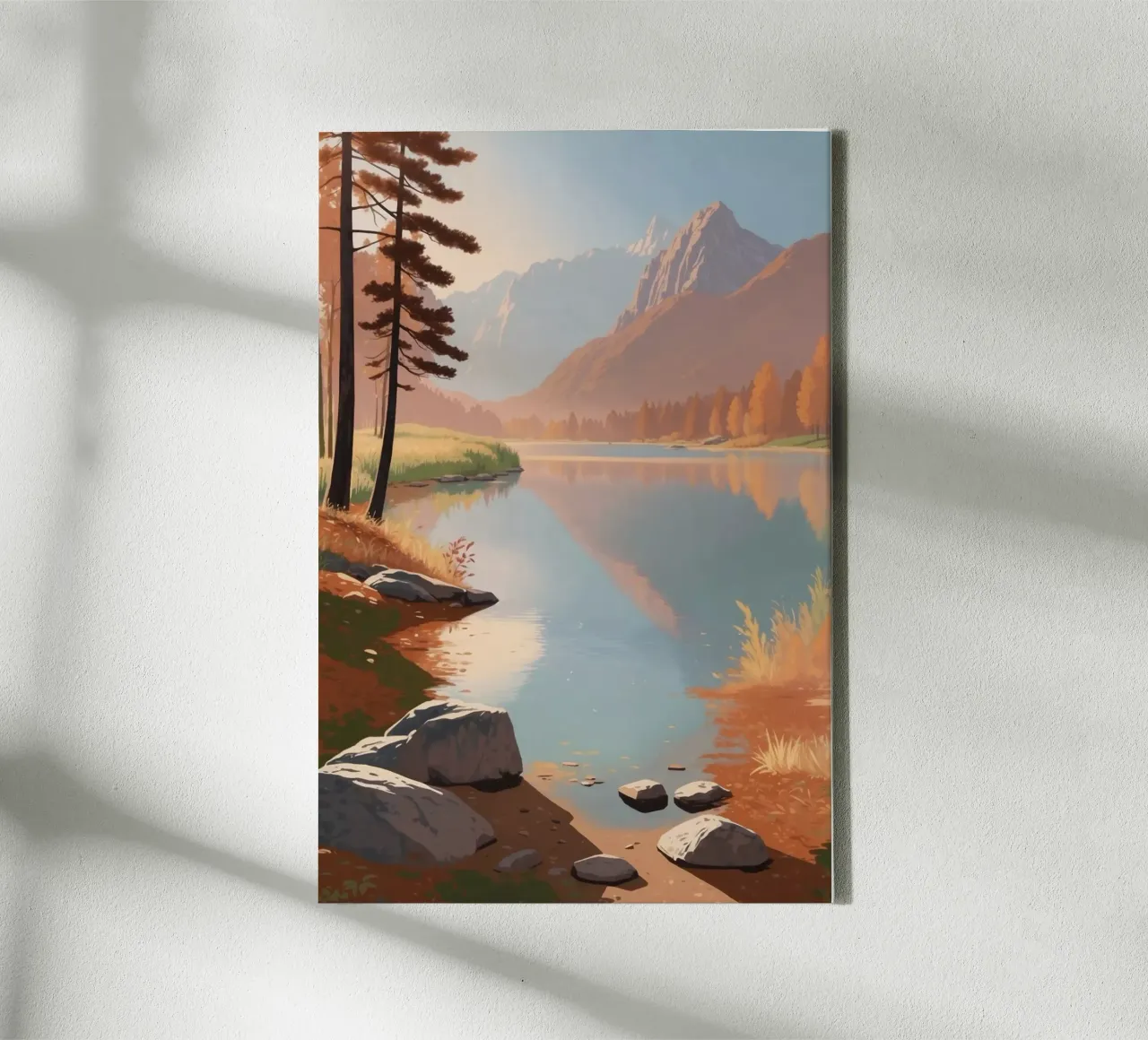 Idilliache rive del lago Pragser Wildsee | Werk 4 tela con Cornice a cassetta da AlbertKlee