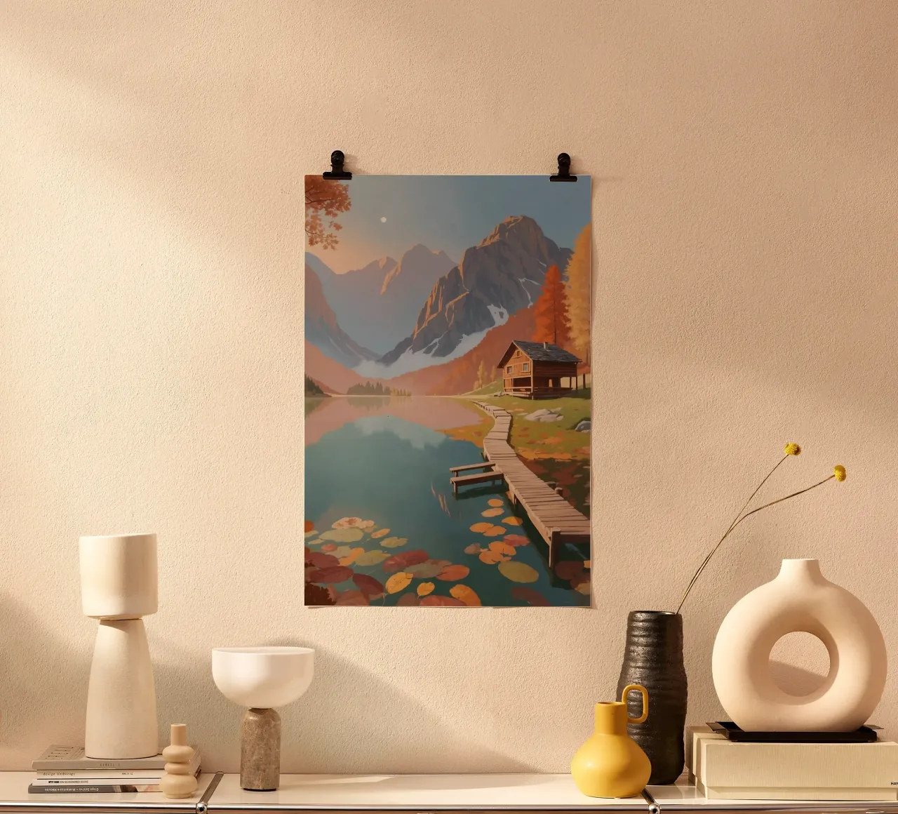 Herbstliche Idylle am Pragser Wildsee | Werk 8 Poster von AlbertKlee