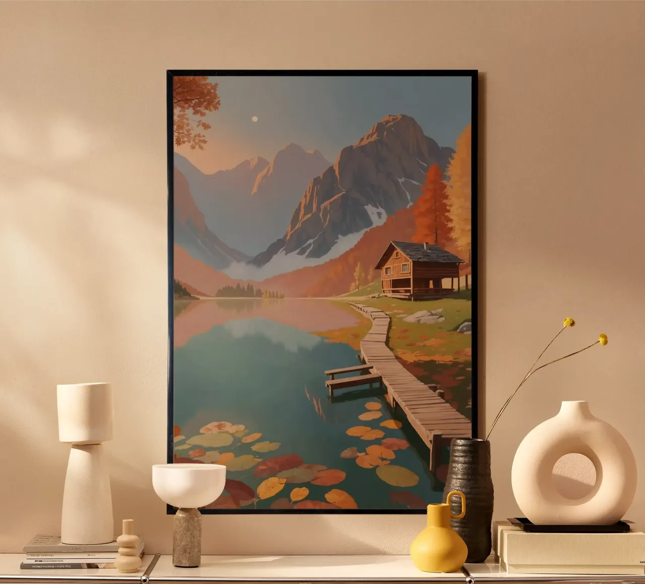 Herbstliche Idylle am Pragser Wildsee | Werk 8 Poster von AlbertKlee