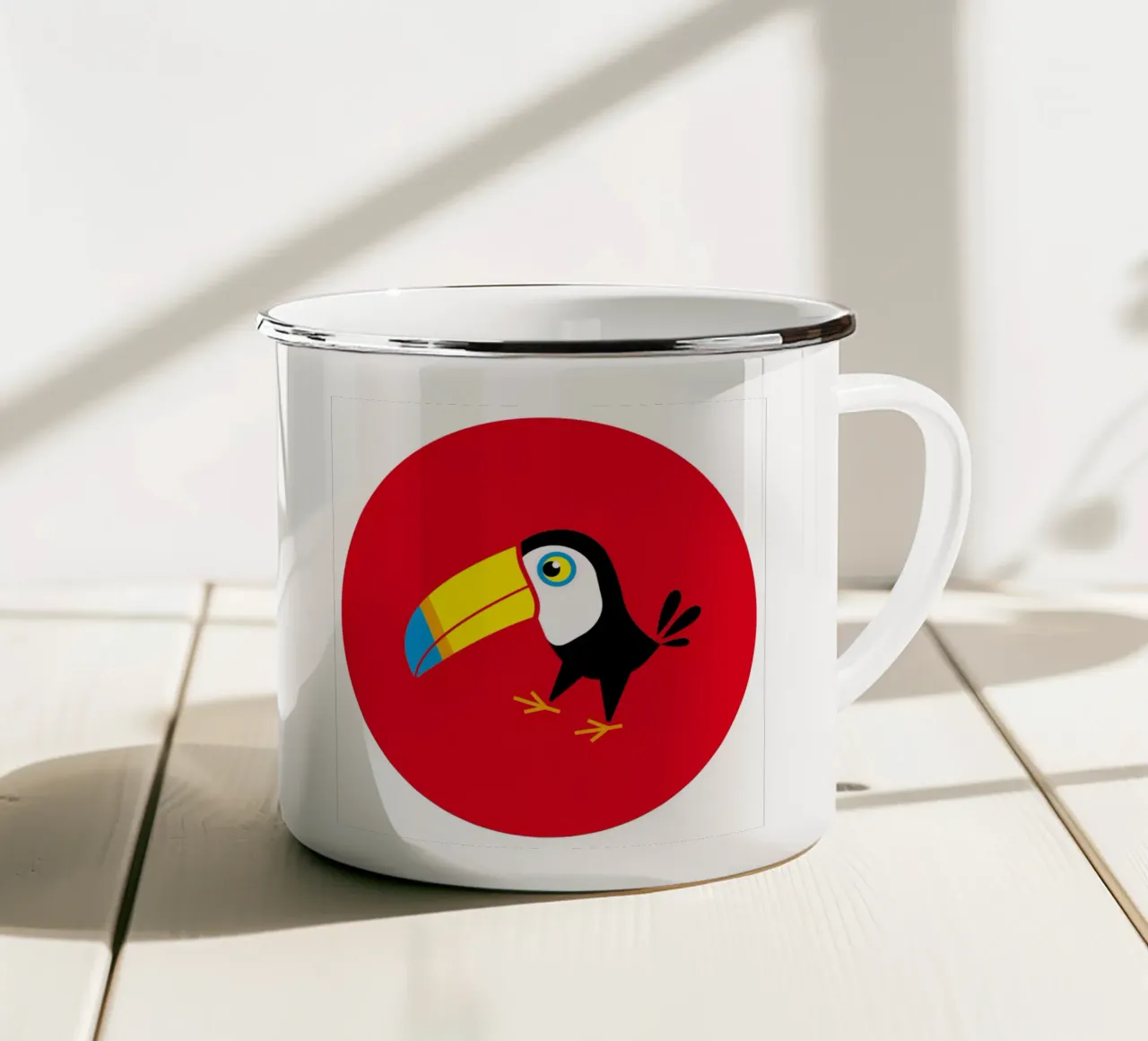 Tukan taza de esmalte de Looks n Brains