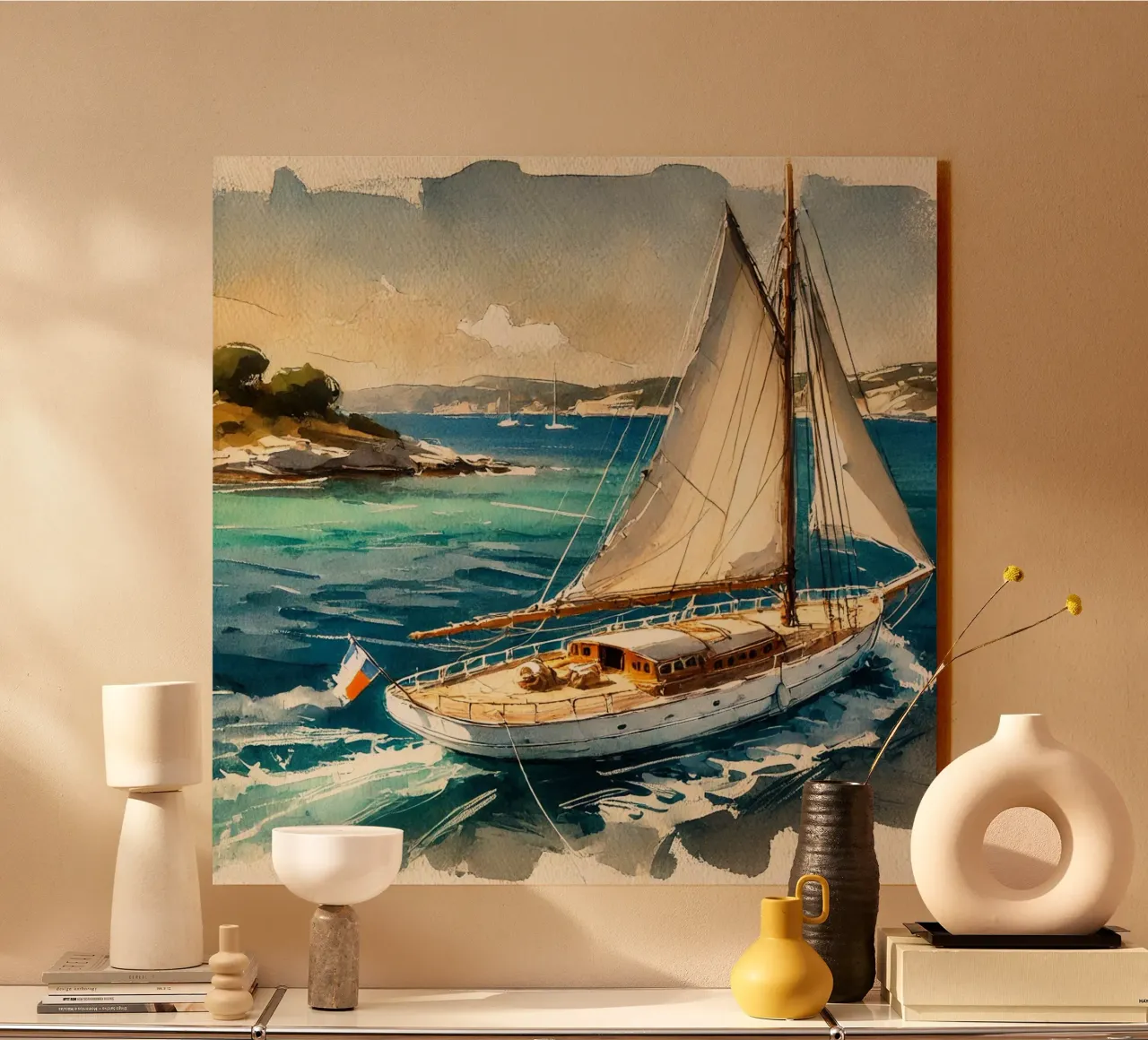 Vintage Sailboat acrylic glass by Travel with Chris