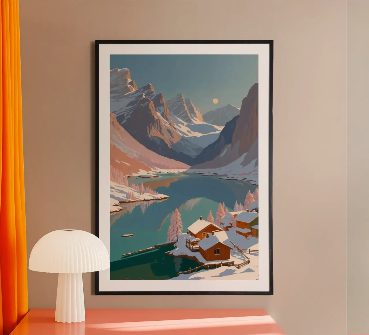 Paesaggio invernale da favola sul lago di Braies | Werk 3 poster con telaio in legno da AlbertKlee