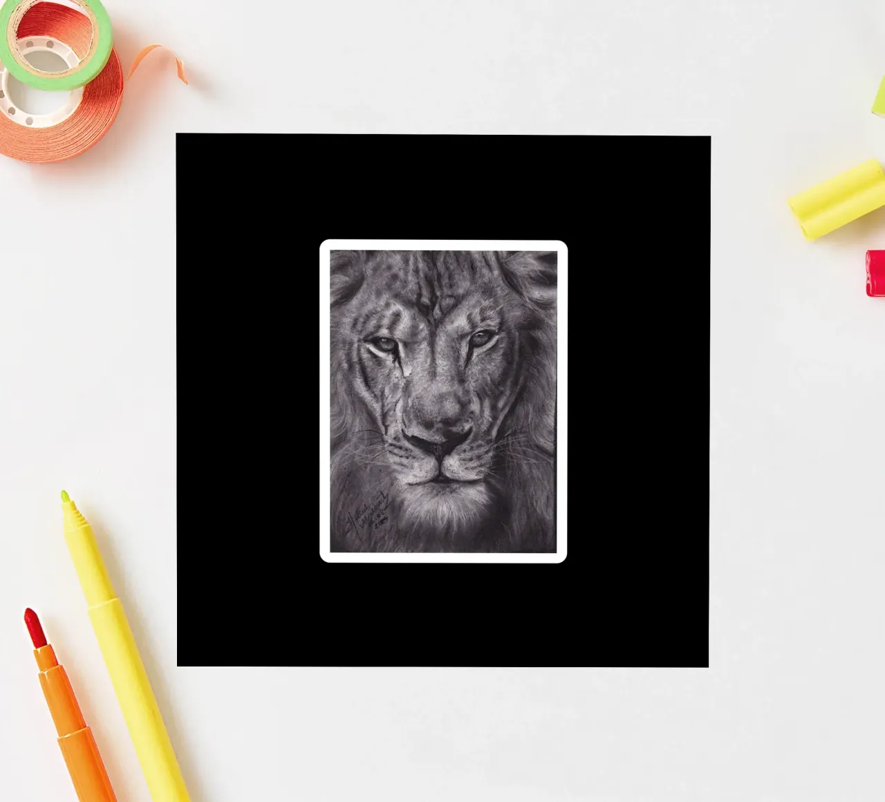 Lion autocollant de H.M. Art