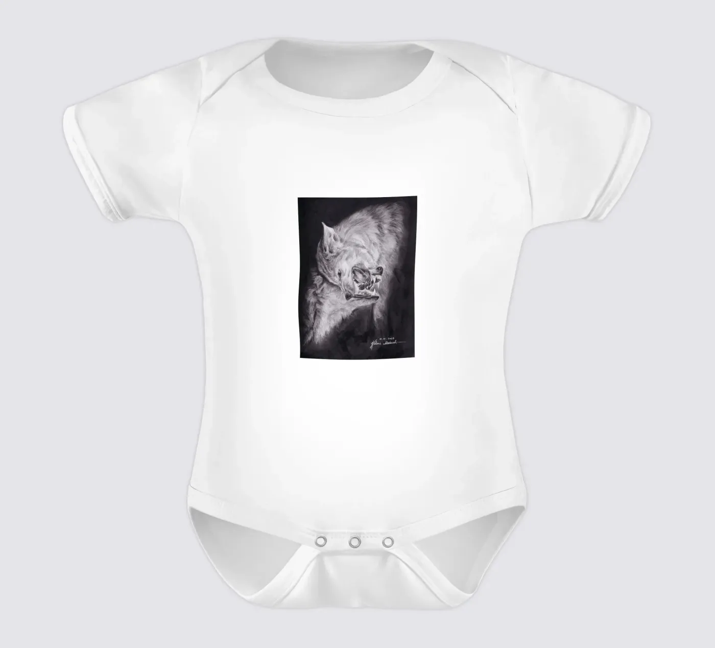 Wolf Kurzarm Babybody von H.M. Art