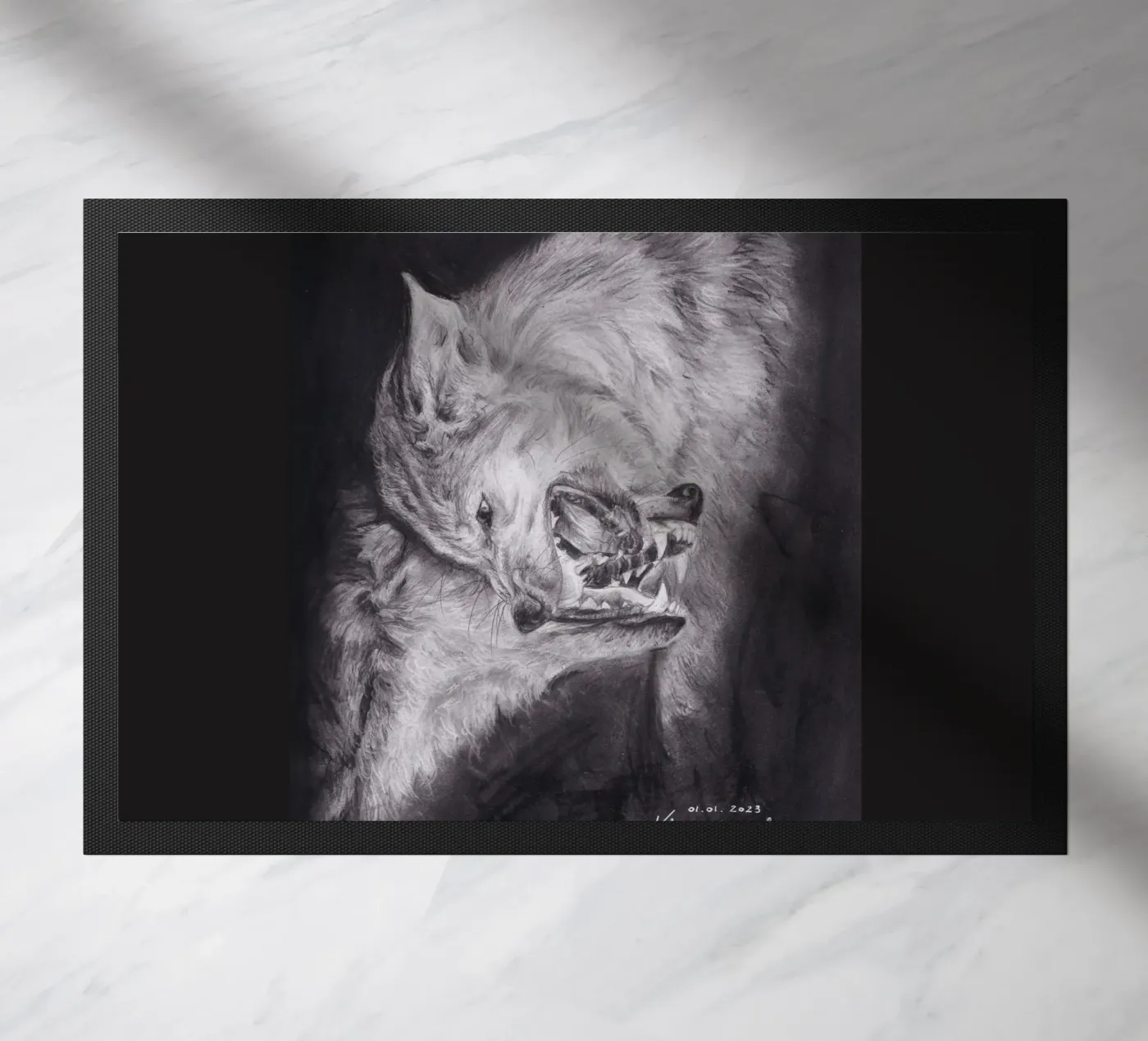 Wolf deurmat van H.M. Art