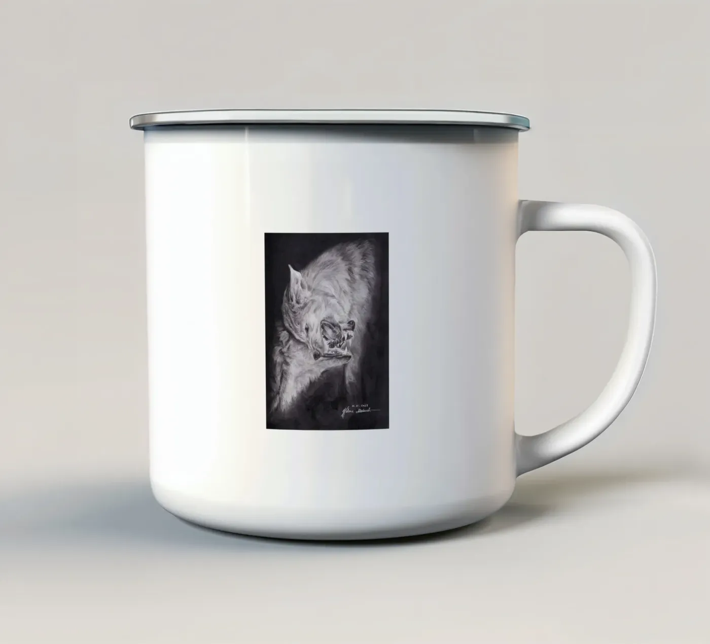Wolf enamel mug by H.M. Art