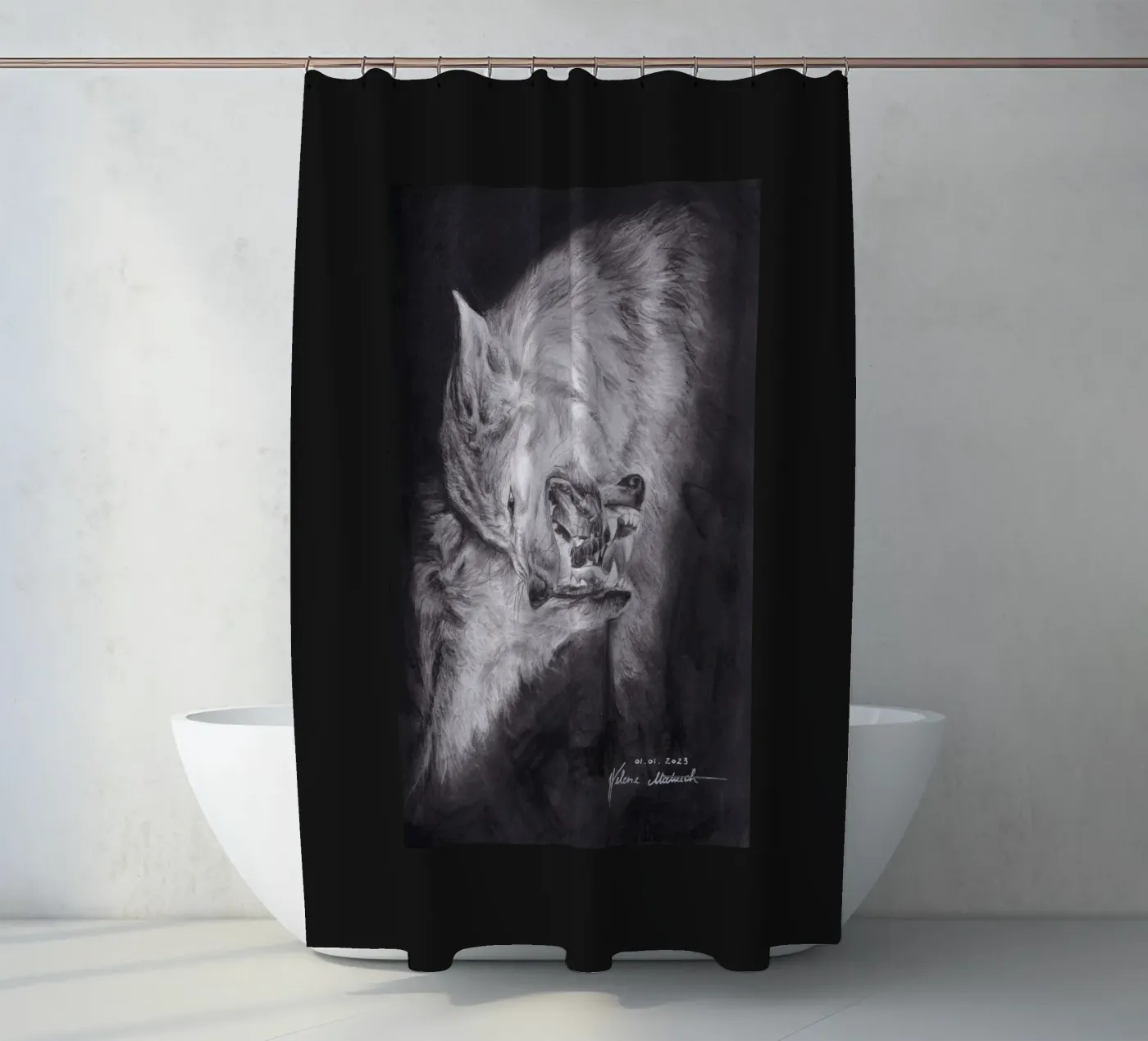 Wolf Duschvorhang von H.M. Art