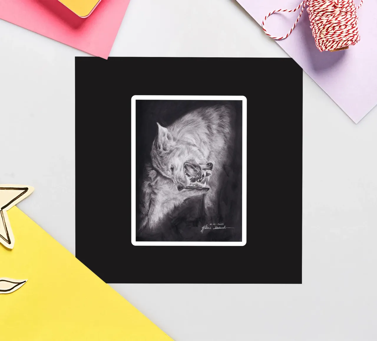 Wolf sticker van H.M. Art