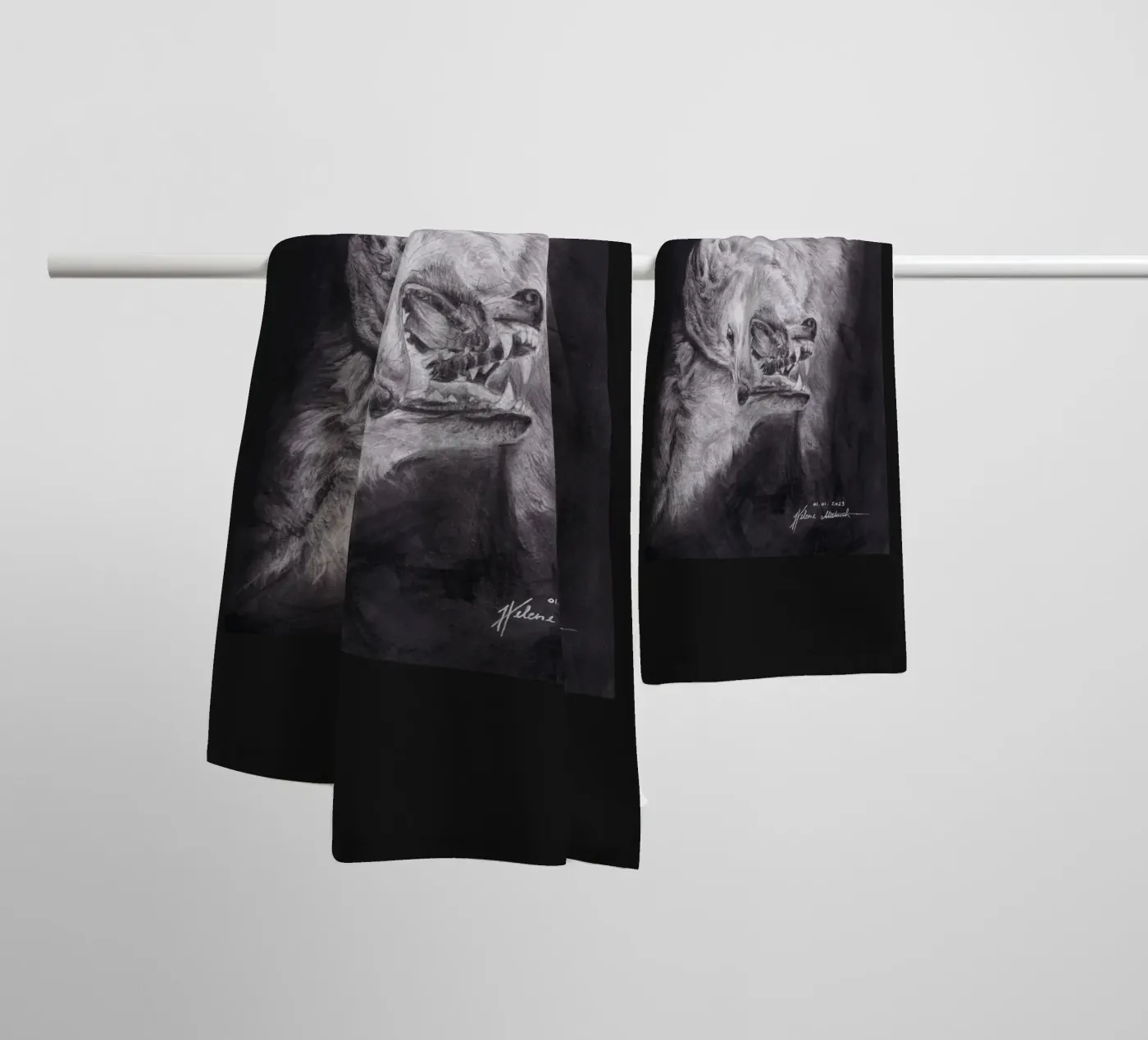 Wolf badhanddoek van H.M. Art