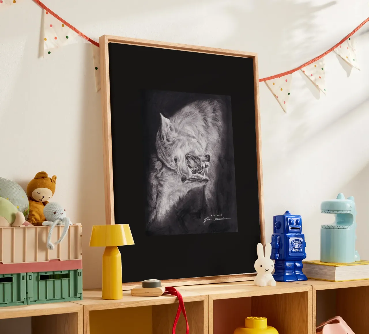 Wolf canvas van H.M. Art