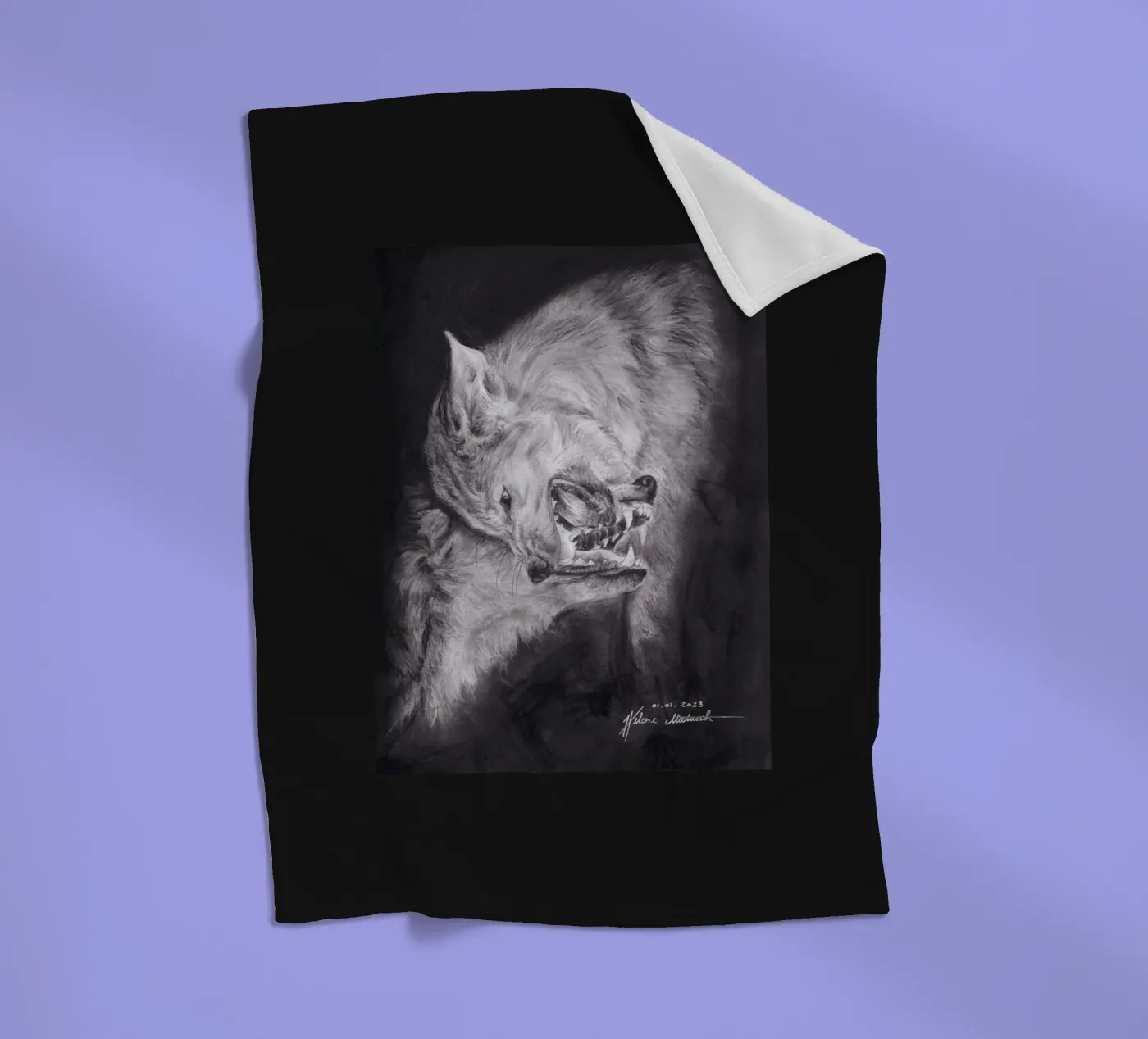 Wolf Fleecedecke von H.M. Art