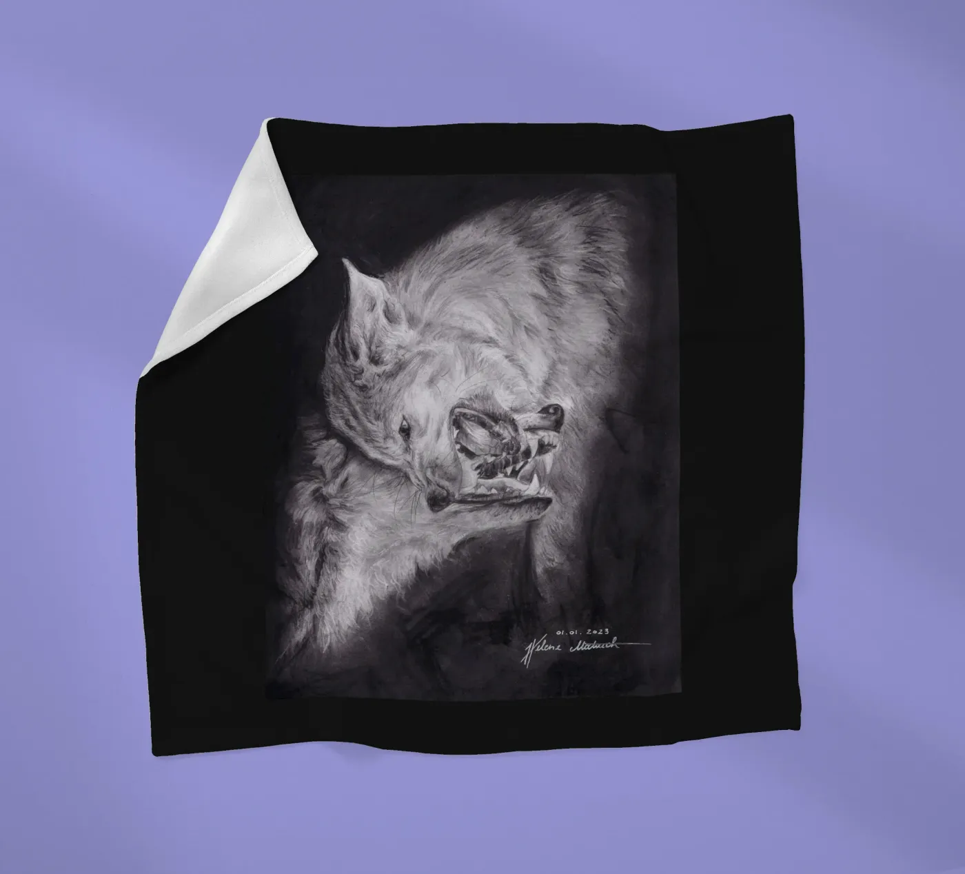 Wolf Fleecedecke von H.M. Art