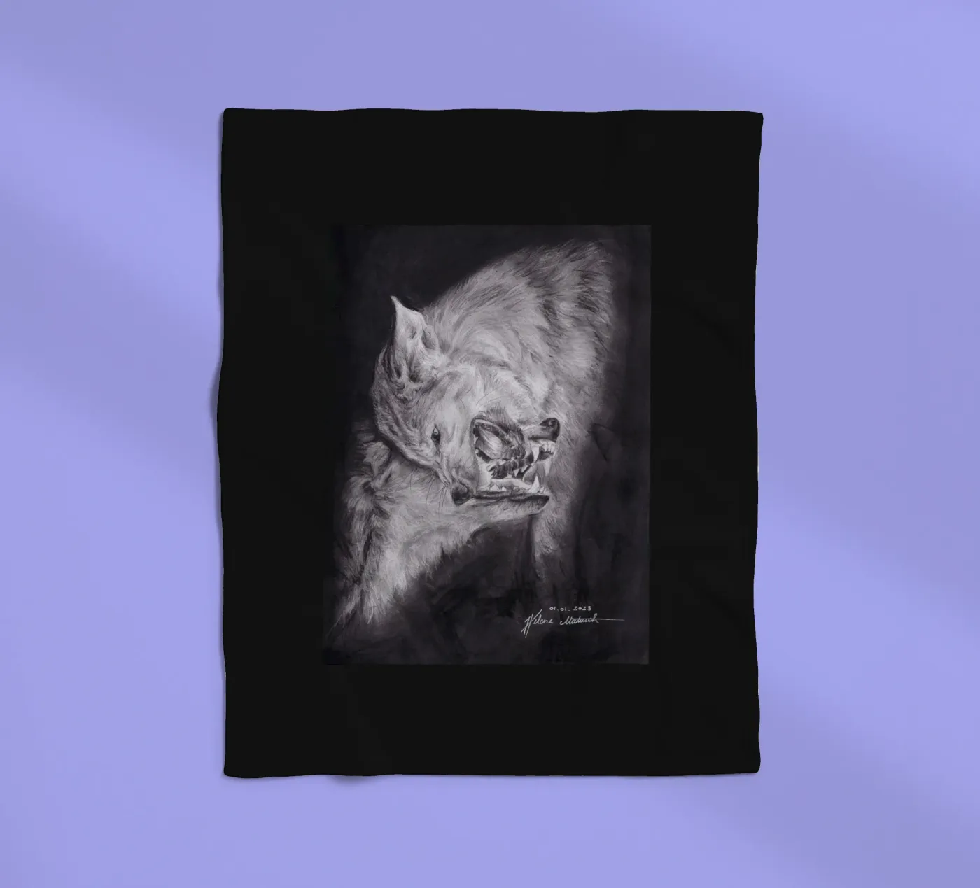 Wolf fleecedeken van H.M. Art