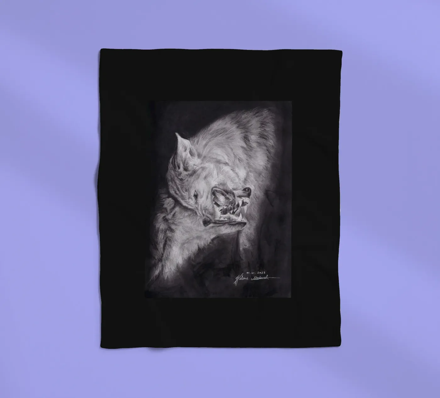 Wolf Fleecedecke von H.M. Art