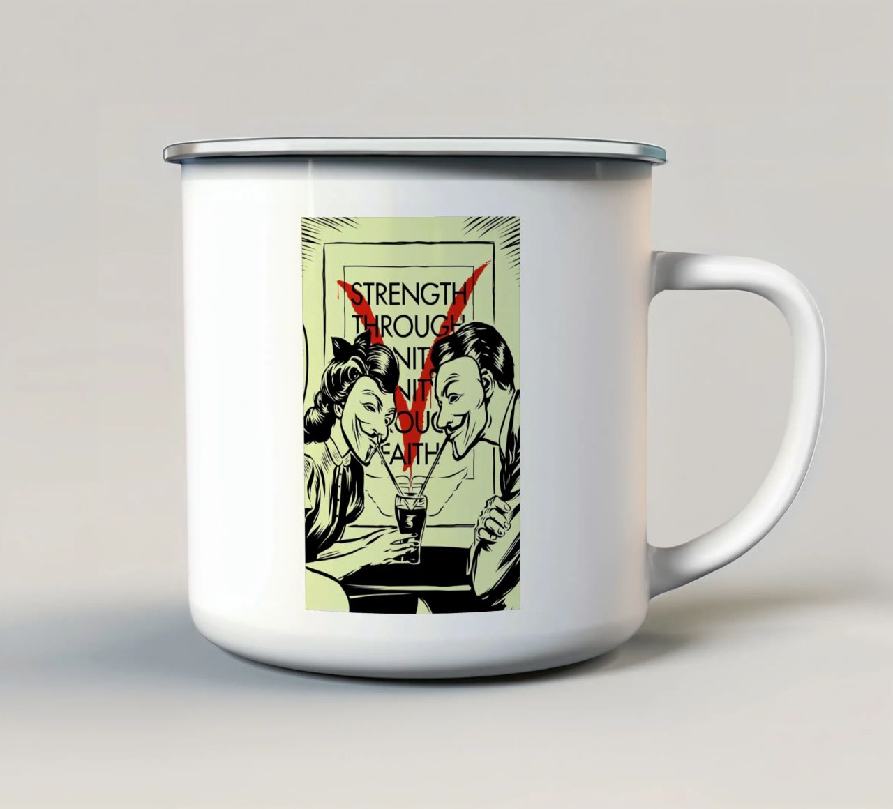 V for Valentine tazza in smalto da Butcher Billy