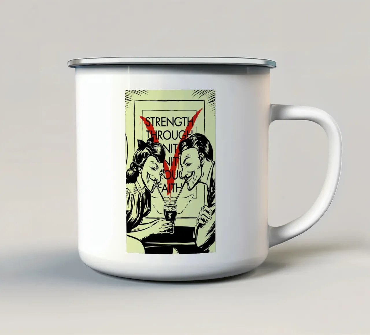 V for Valentine tazza in smalto da Butcher Billy