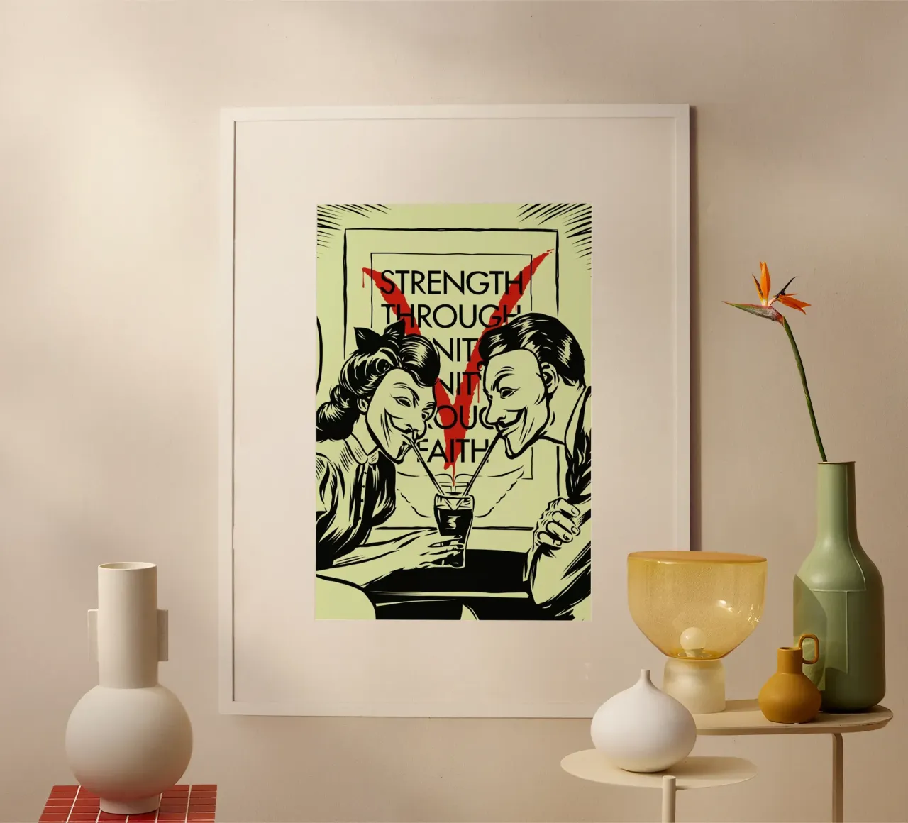 V for Valentine poster con telaio in alluminio da Butcher Billy