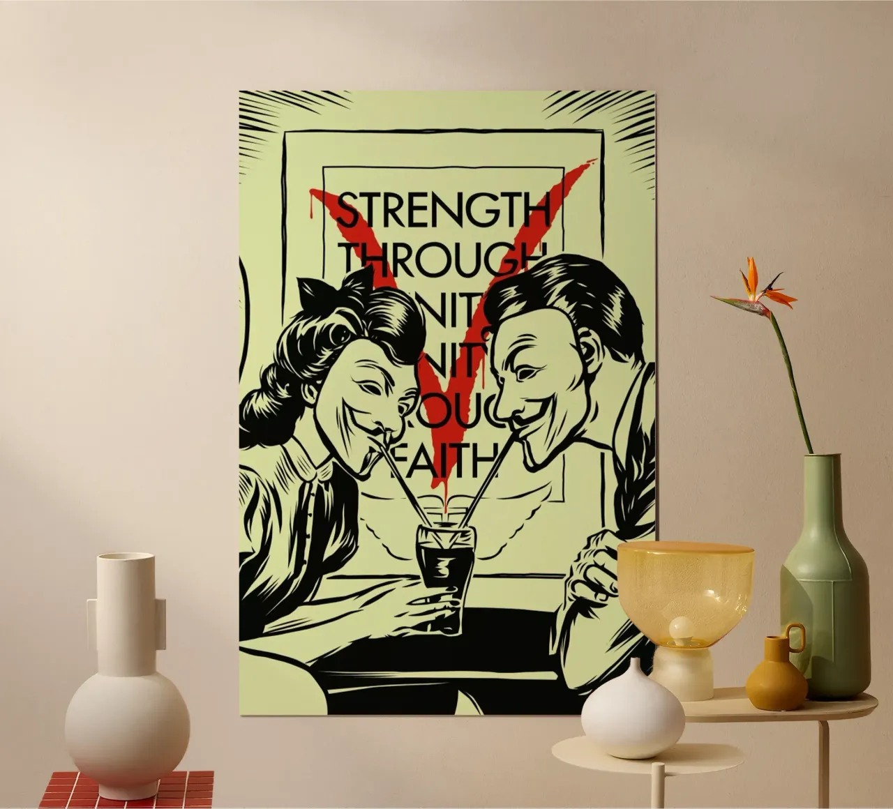 V for Valentine poster con telaio in alluminio da Butcher Billy