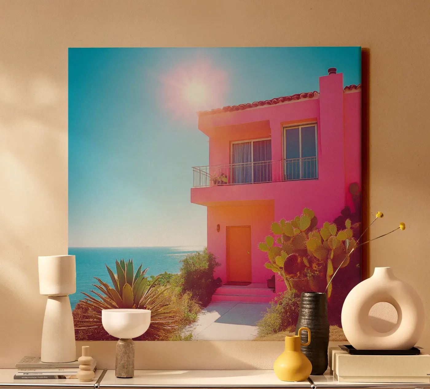 64 canvas van Pink California | Affiches & Posters