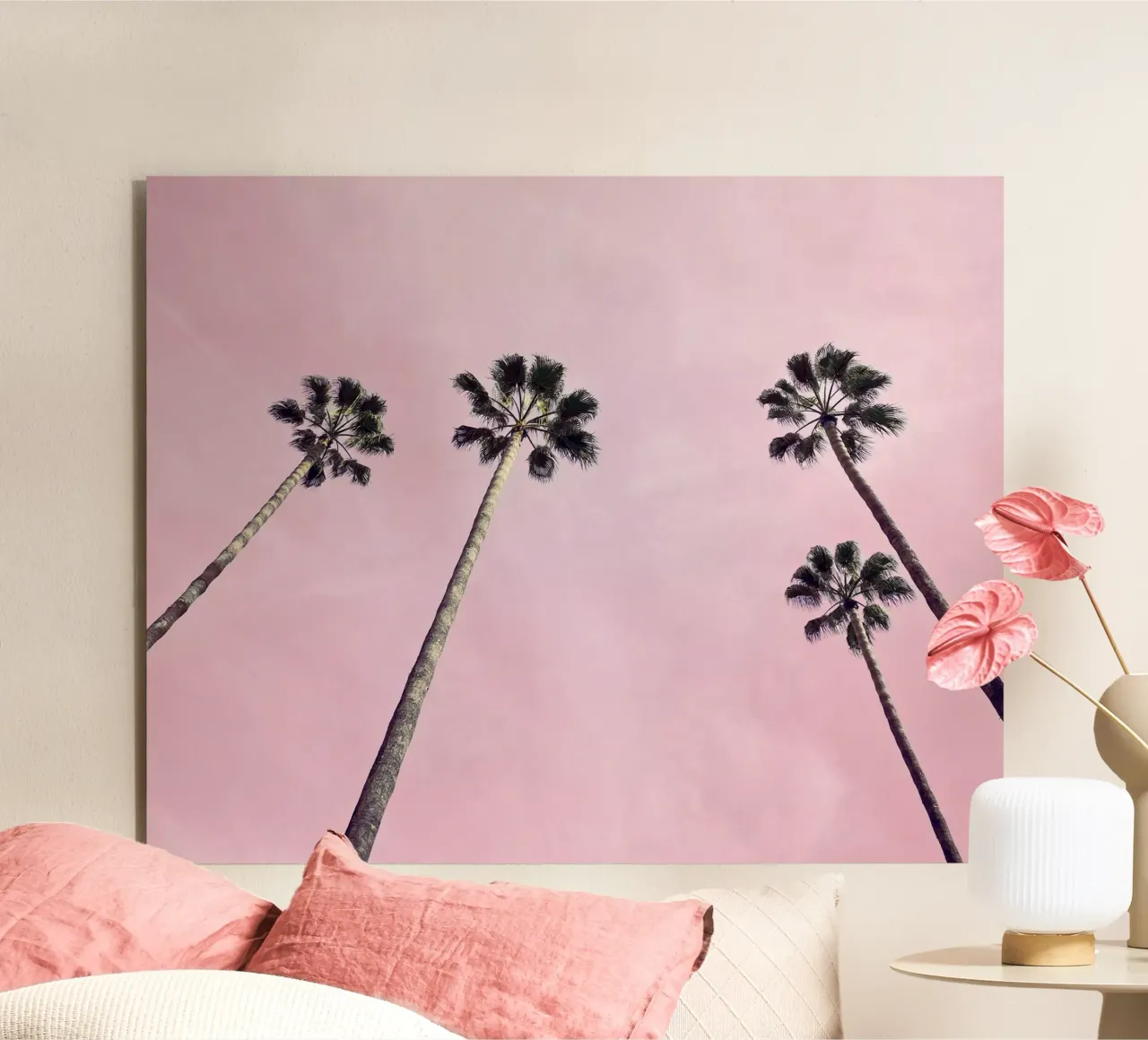 Pink Palms alu-dibond by Cassia Beck Photography