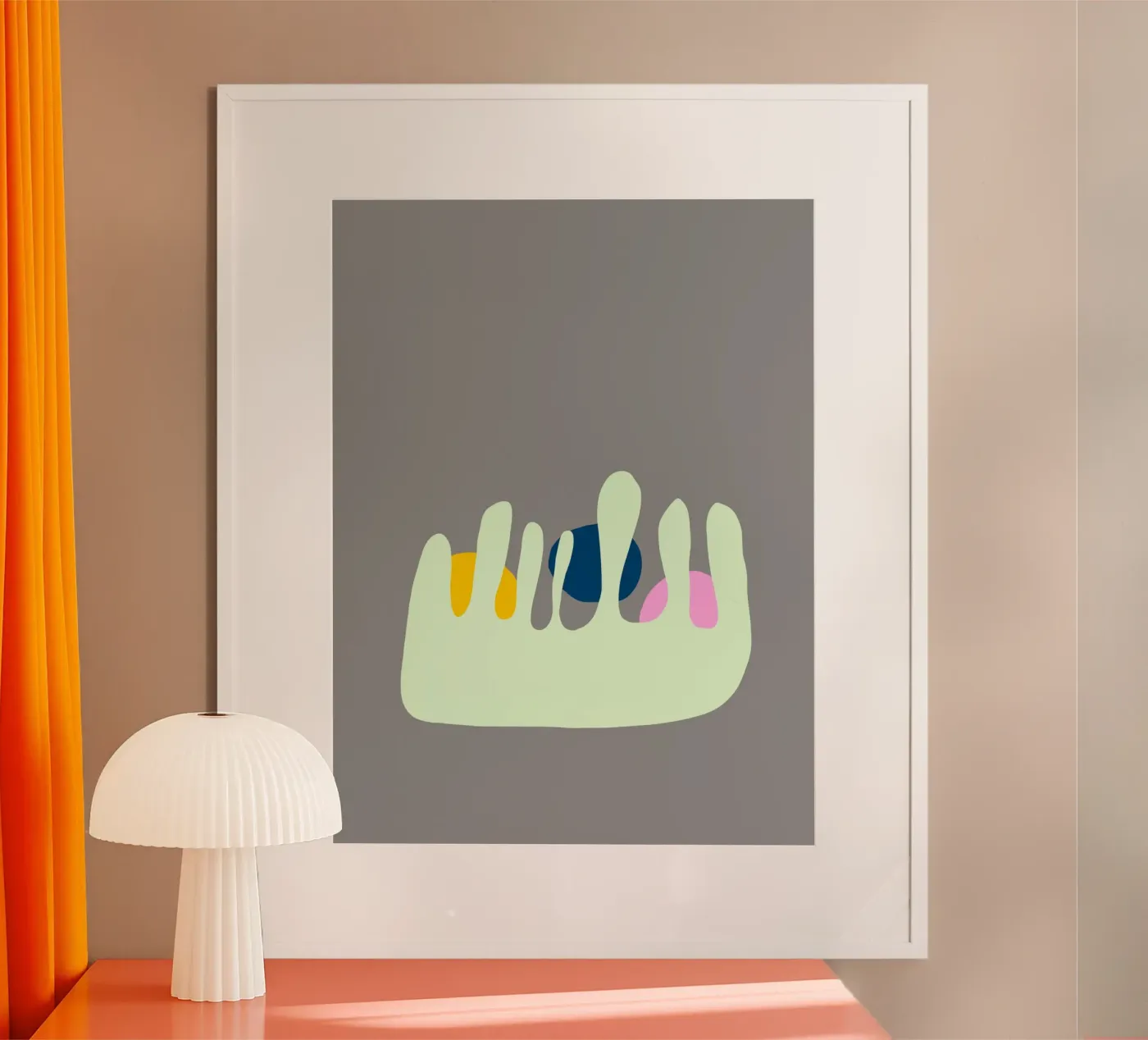 Mint-green shape with three elements poster by Ina Katzemann