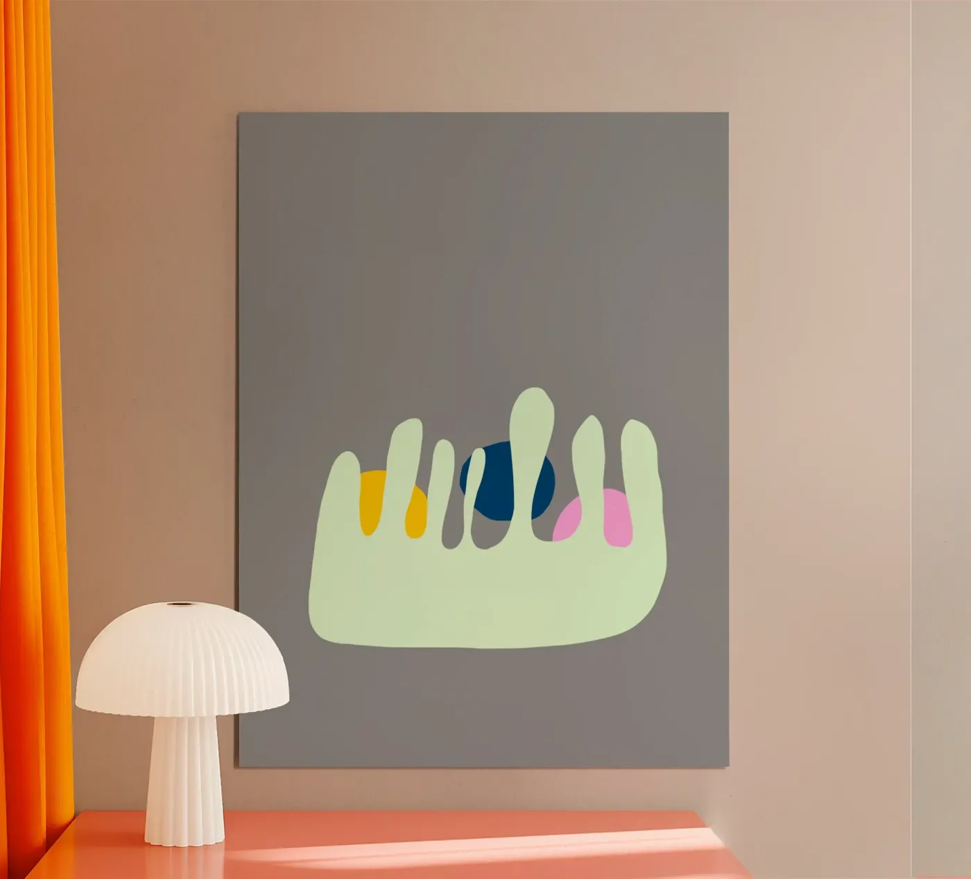 Mint-green shape with three elements poster by Ina Katzemann