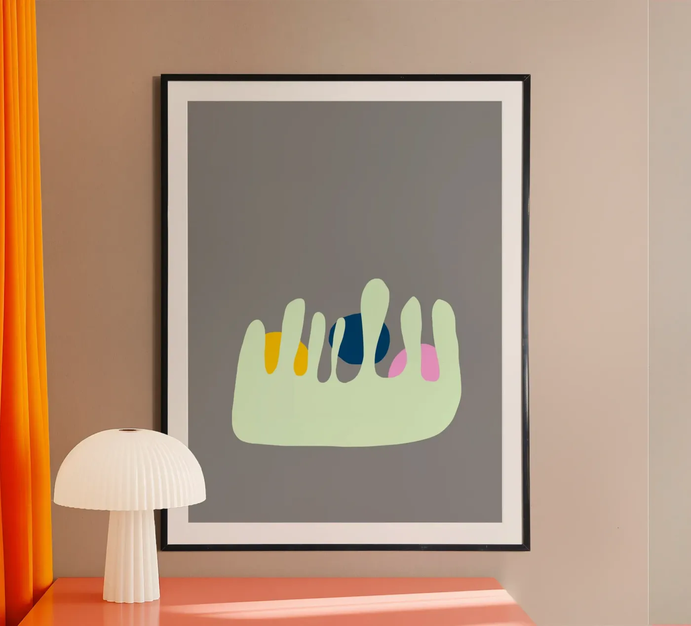 Mint-green shape with three elements poster by Ina Katzemann