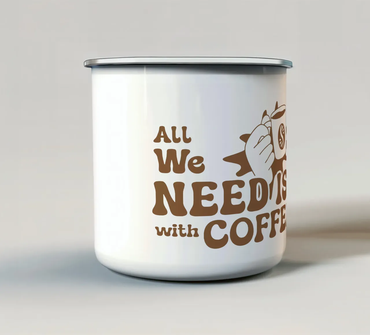 Alles, was wir brauchen, ist Kaffee Emaille Tasse von Gunawan Rb